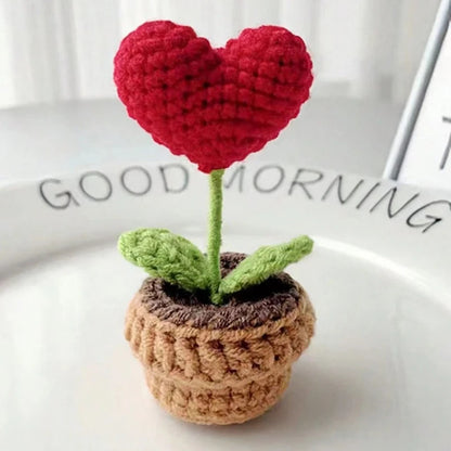Handmade Heart Knitted Flower Pot