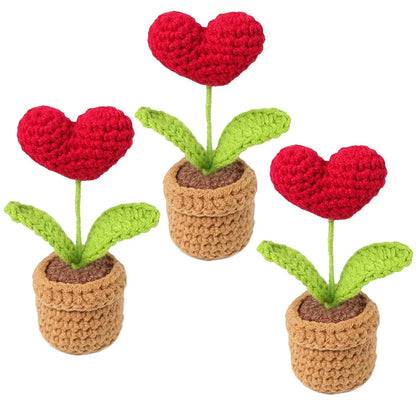 Handmade Heart Knitted Flower Pot