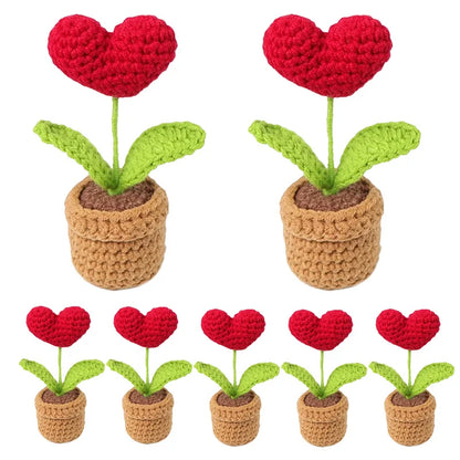 Handmade Heart Knitted Flower Pot