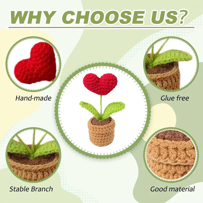 Handmade Heart Knitted Flower Pot