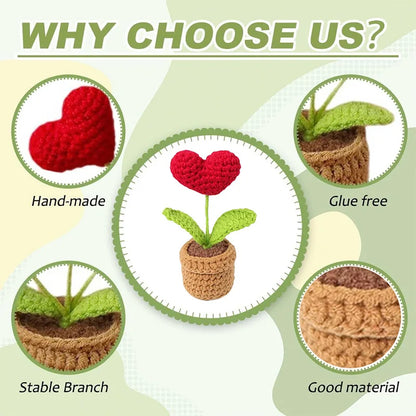 Handmade Heart Knitted Flower Pot