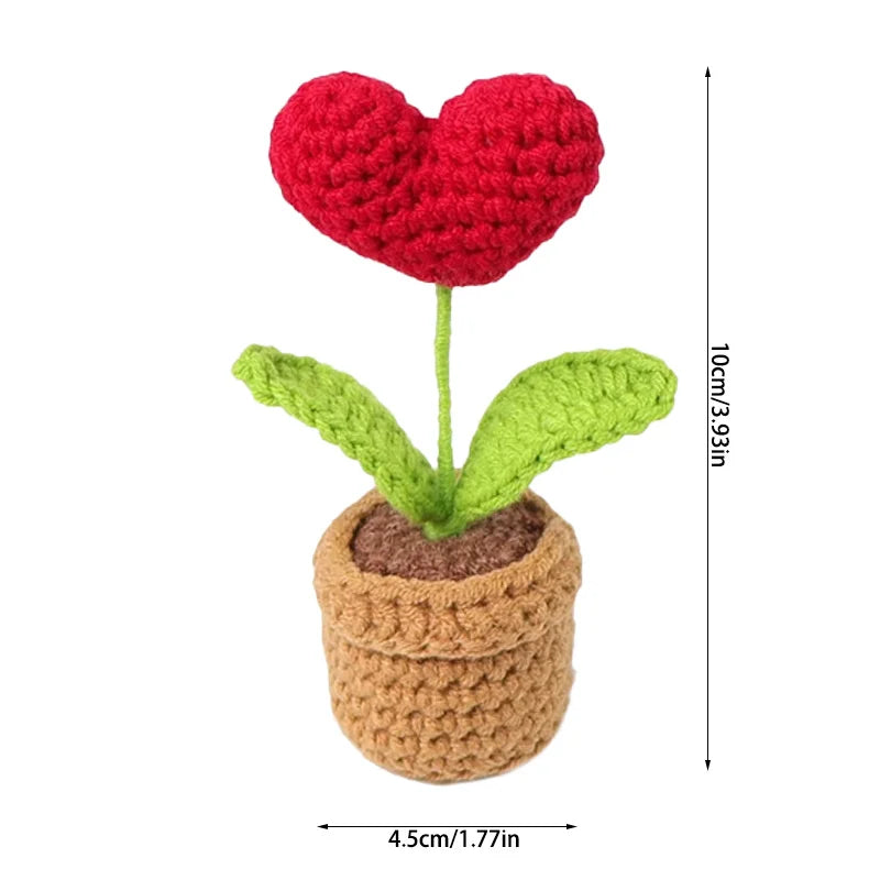 Handmade Heart Knitted Flower Pot