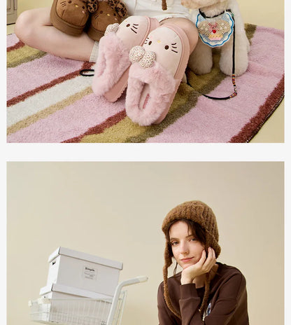 Hello Kitty Plush Slippers (Warm Cotton, Kawaii Home Slippers)