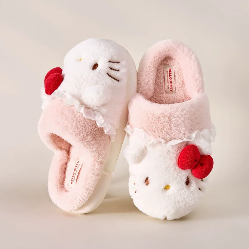 Hello Kitty Plush Slippers (Warm Cotton, Kawaii Home Slippers)
