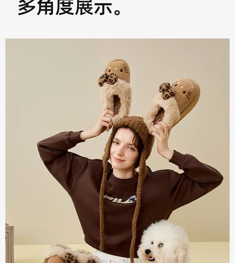 Hello Kitty Plush Slippers (Warm Cotton, Kawaii Home Slippers)