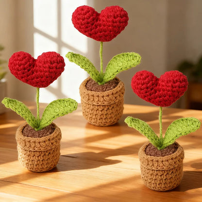 Handmade Heart Knitted Flower Pot