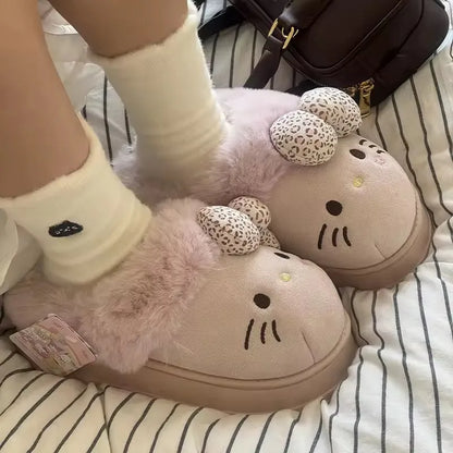 Hello Kitty Plush Slippers (Warm Cotton, Kawaii Home Slippers)