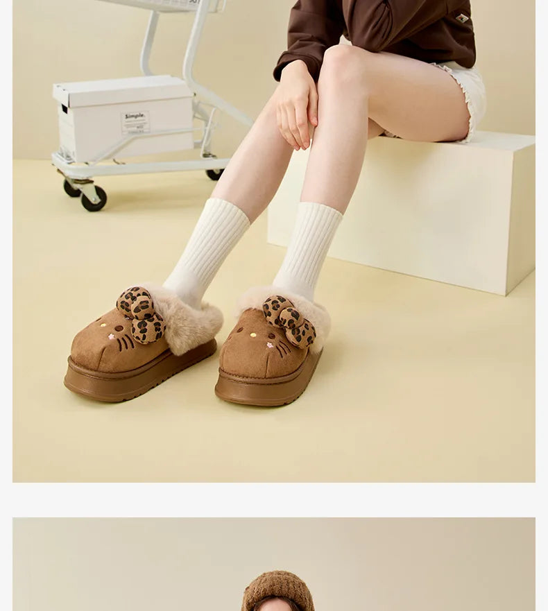 Hello Kitty Plush Slippers (Warm Cotton, Kawaii Home Slippers)