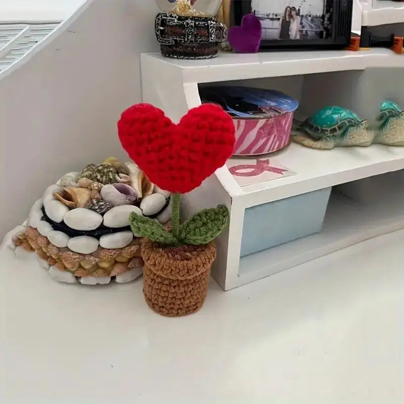 Handmade Heart Knitted Flower Pot